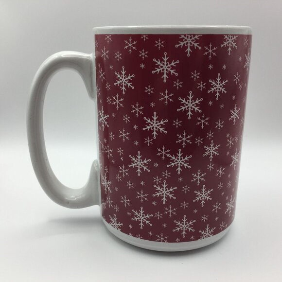 16oz Red White Snowflake Stoneware Mug Christmas Holiday Coffee Chocolate Cider - Picture 4 of 13